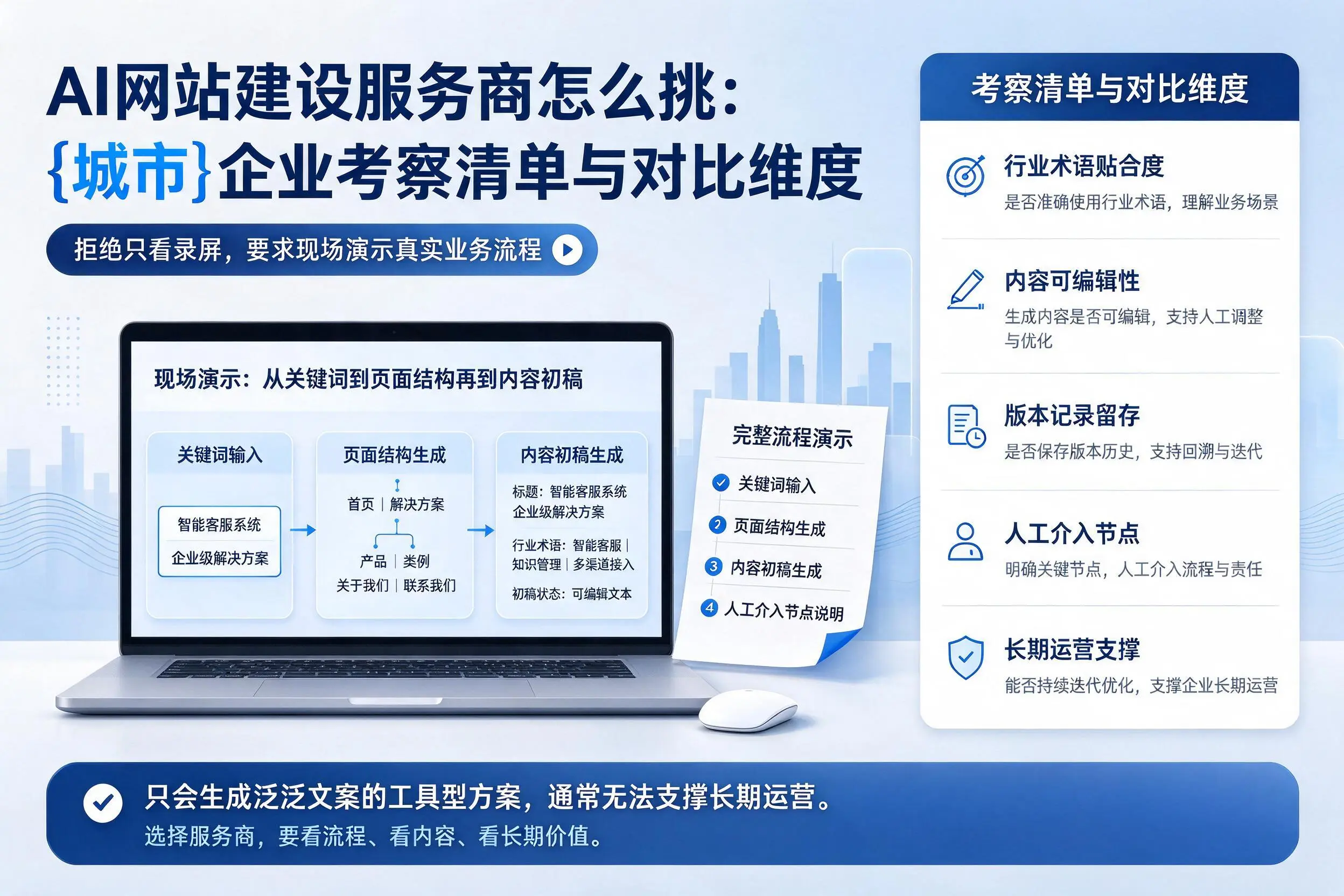 AI网站建设服务商怎么挑:渭南企业考察清单与对比维度