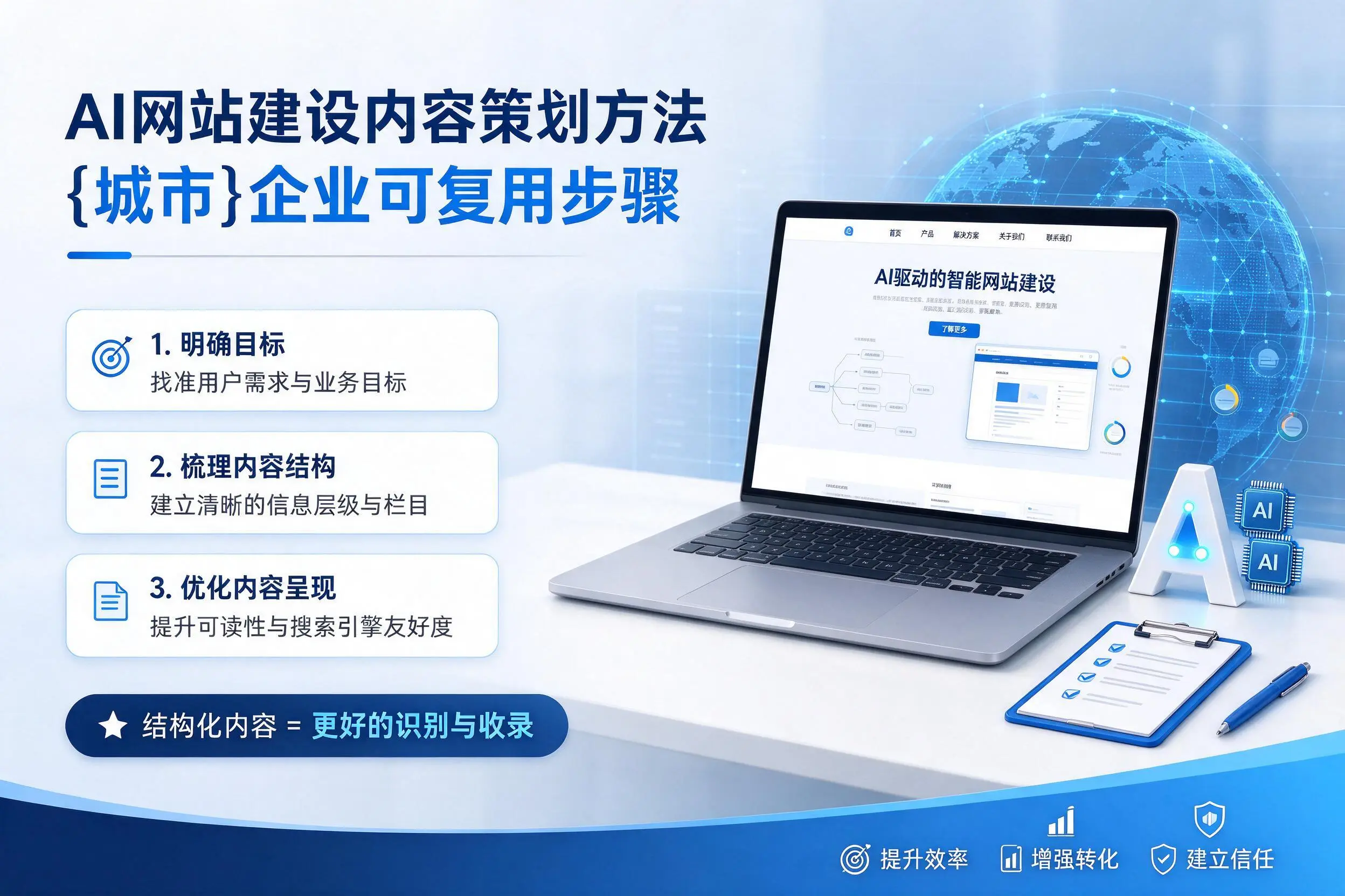 AI网站建设内容策划方法,渭南企业可复用步骤